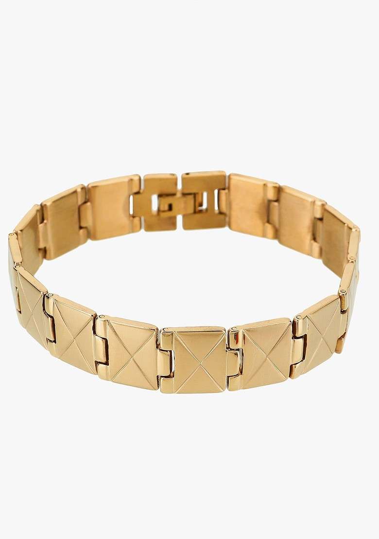 Gold Plain Gold Plated Bracelet For Men - Indya