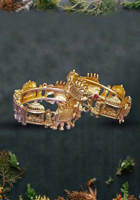 Gold Plain Gold Plated Bangles (Set Of 2)