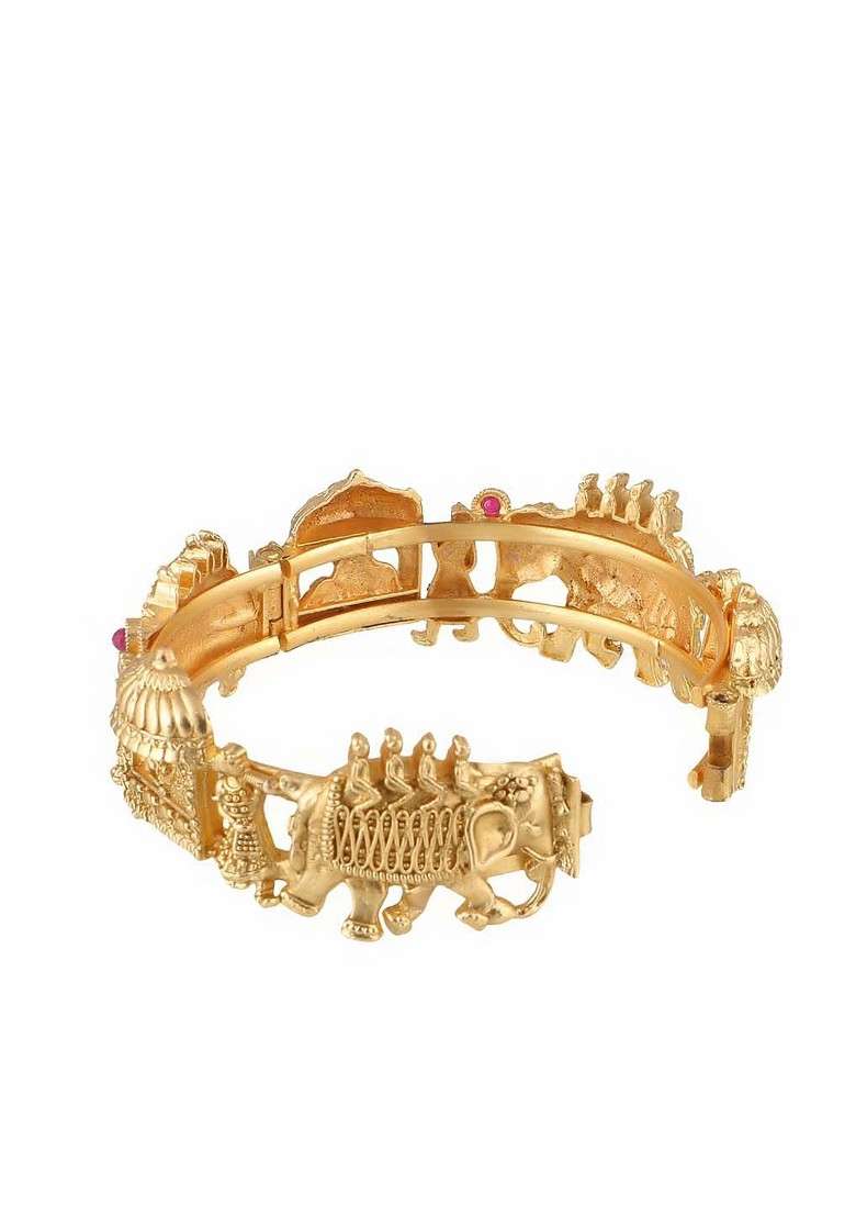 Gold Plain Gold Plated Bangles (Set Of 2) - Indya