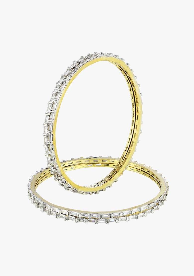 White Plain Gold Plated Bangle - Indya