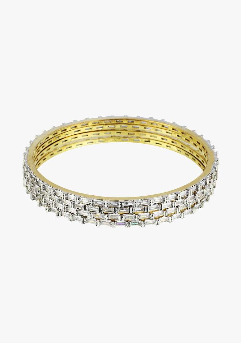 White Plain Gold Plated Bangle - Indya
