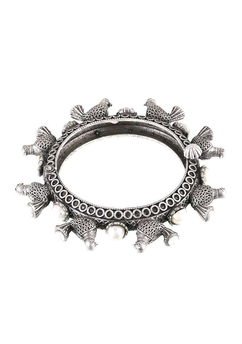 Silver Handcrafted Silver Plated  Bangle - Indya