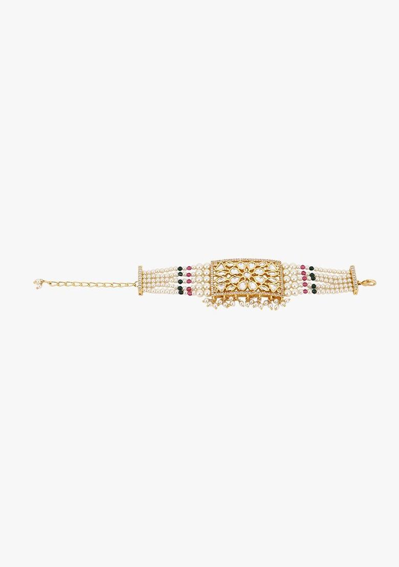 Gold Zirconia Studded Gold Plated Bracelet