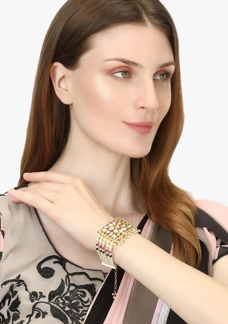 Gold Zirconia Studded Gold Plated Bracelet