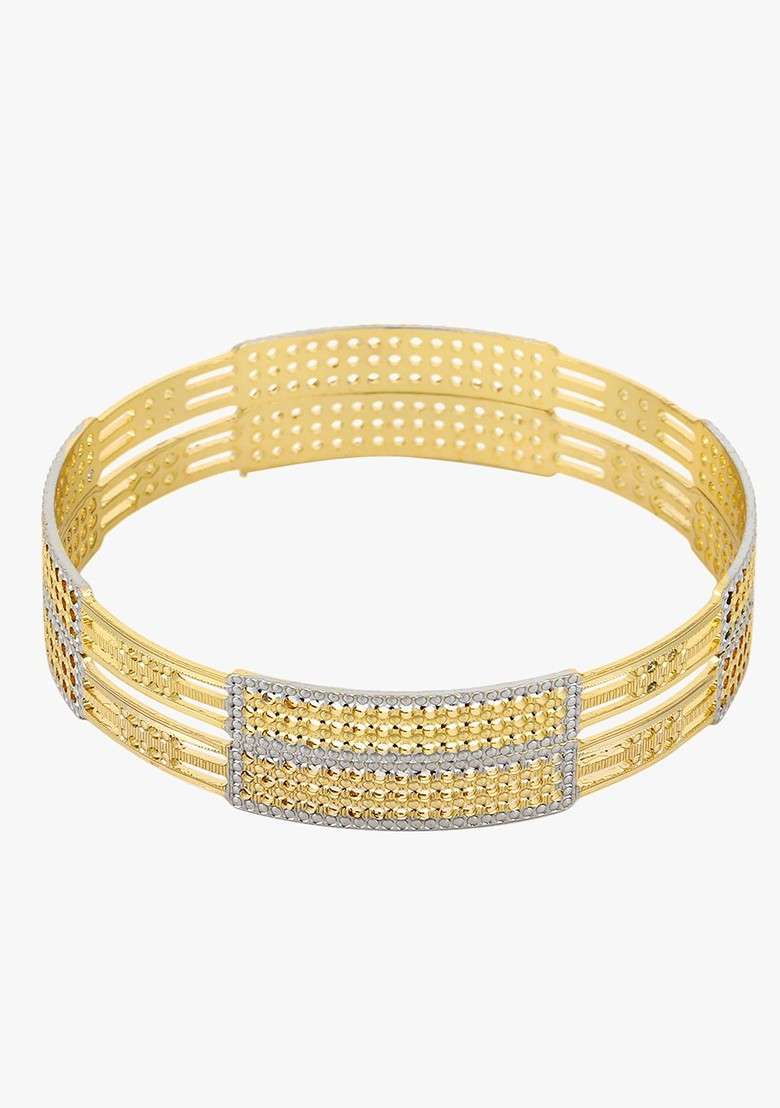 Gold Handcrafted Gold Plated Bangles (Set Of 2) - Indya