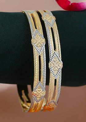 Gold Handcrafted Gold Plated Bangles (Set Of 2)