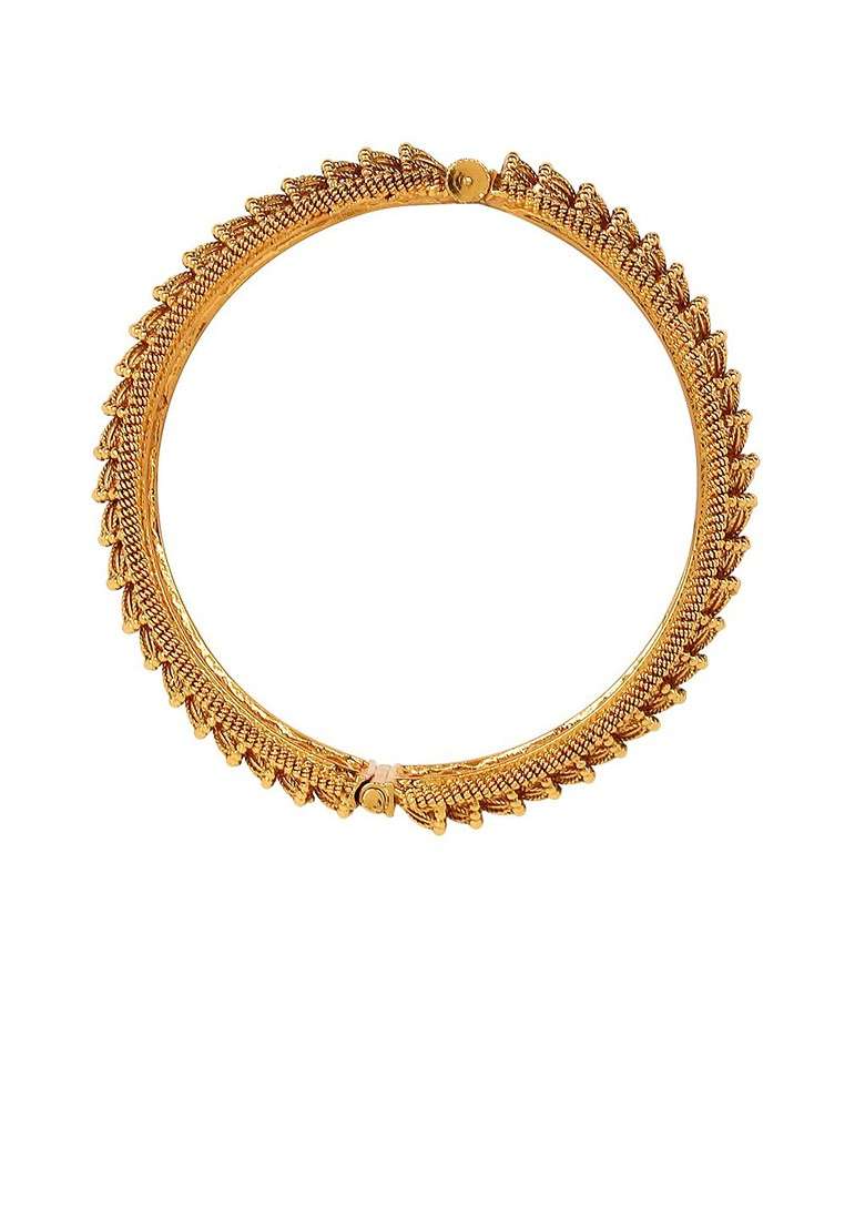 Gold Handcrafted Gold Plated Bangles (Set Of 2) - Indya
