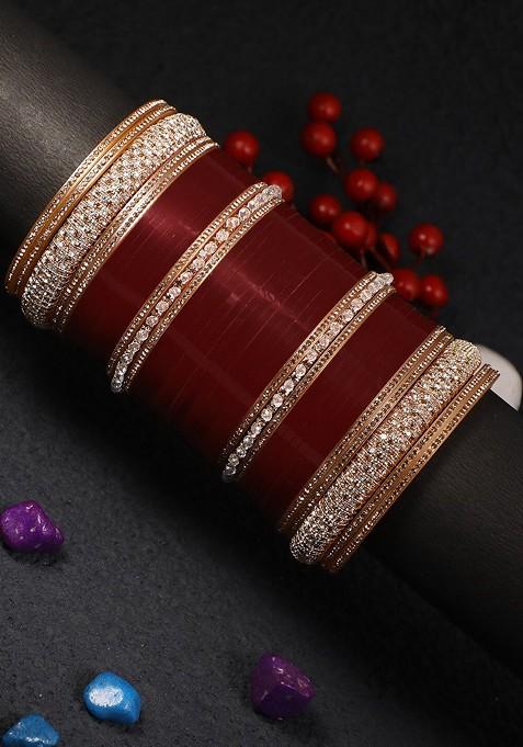 Red Plain Plastic Bangles (Set Of 2)