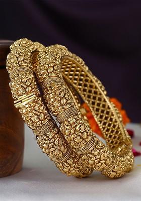 Gold Plain Gold Plated Bangles (Set Of 2)