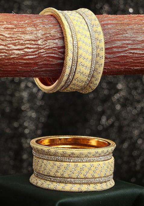 Gold Studded  And Beaded  Gold Plated Bangle