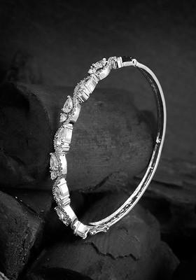 Silver Stone Studded  Rhodium Plated Bracelet