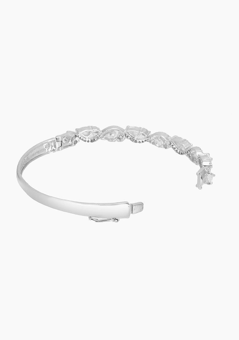 Silver Stone Studded  Rhodium Plated Bracelet