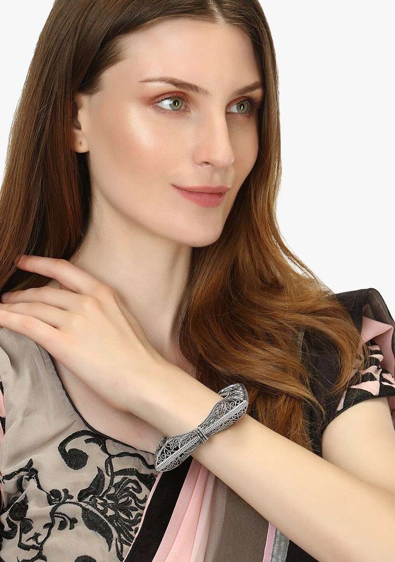 Silver Handcrafted Silver Plated  Bangle - Indya