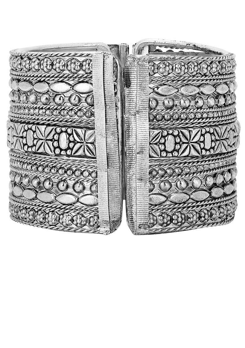 Silver Plain Silver Plated  Bangle - Indya