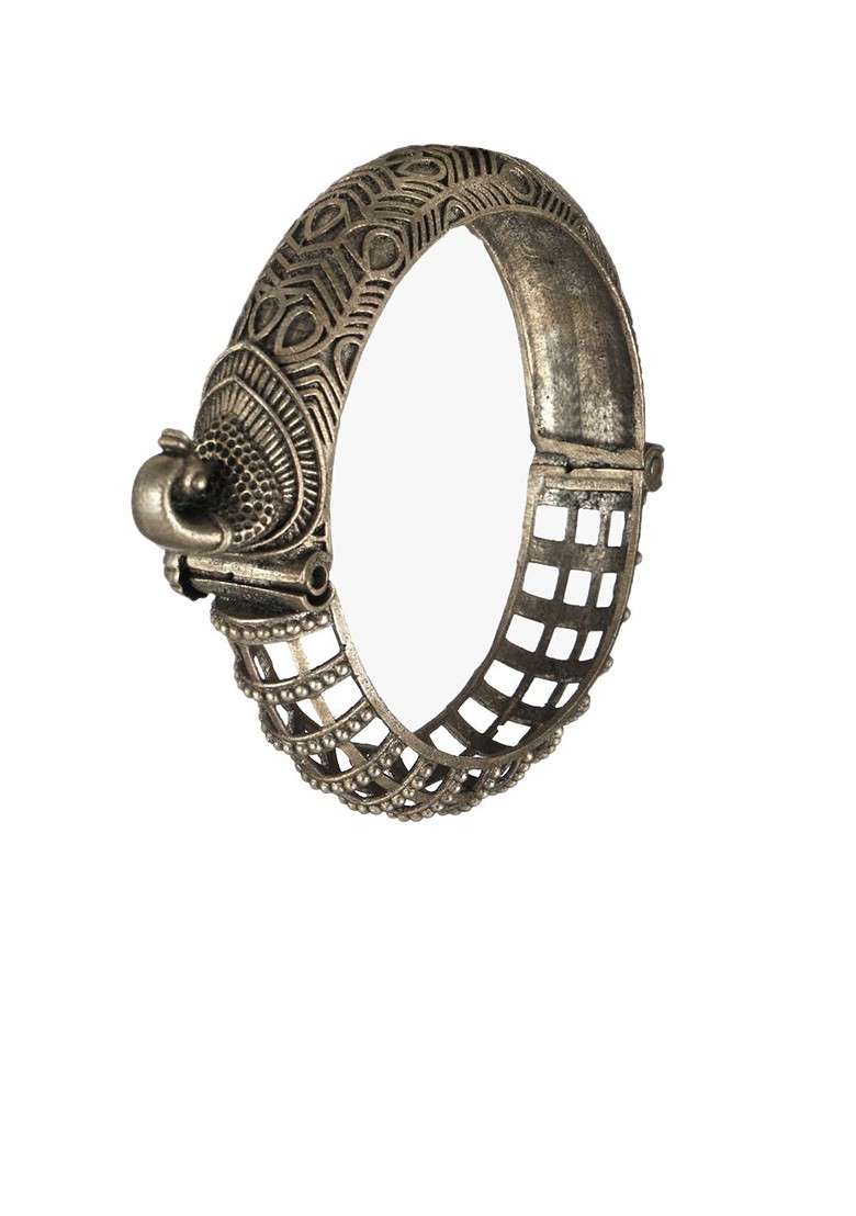 Silver Handcrafted Silver Plated  Bangle - Indya