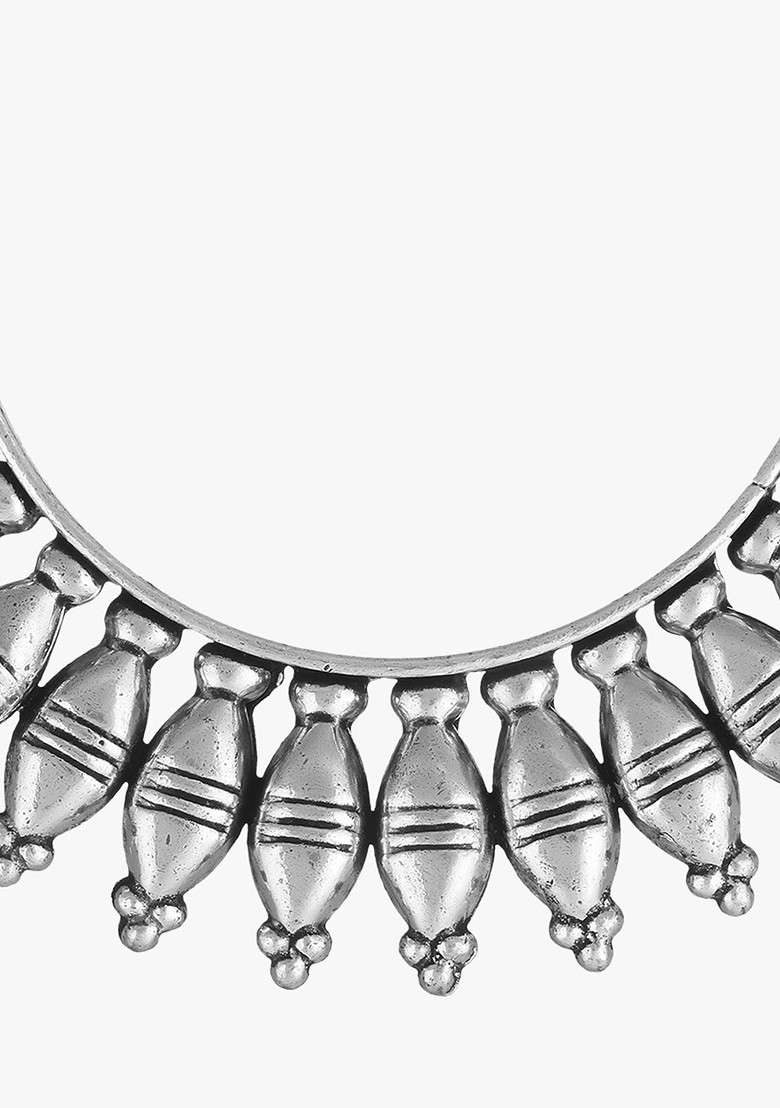 Silver Handcrafted Silver Plated  Bangles (Set Of 2) - Indya
