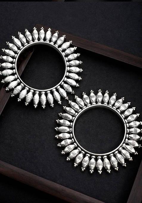 Silver Handcrafted Silver Plated  Bangles (Set Of 2)