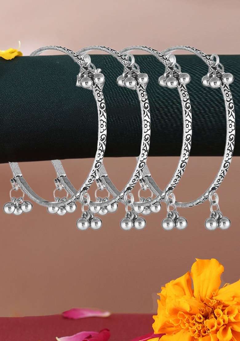 Silver Handcrafted Silver Plated  Bangle - Indya