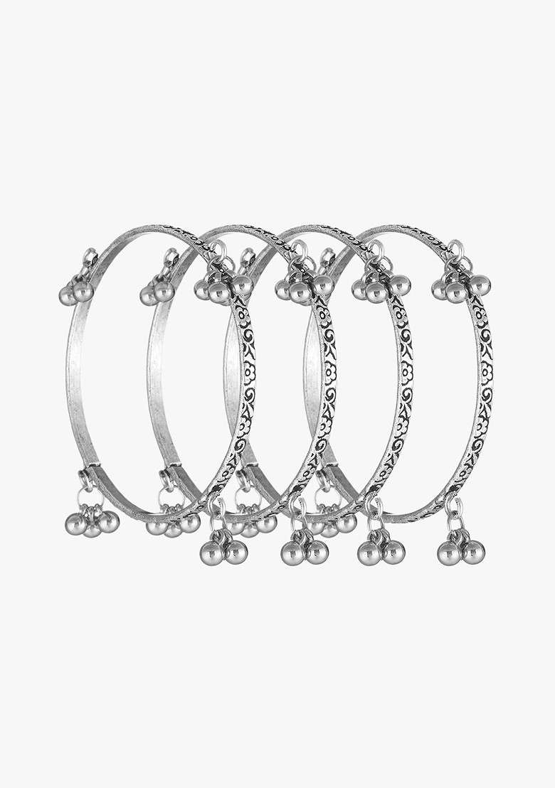 Silver Handcrafted Silver Plated  Bangle - Indya