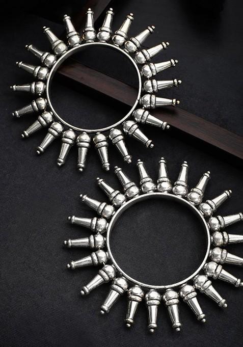 Silver Handcrafted Silver Plated  Bangles (Set Of 2)