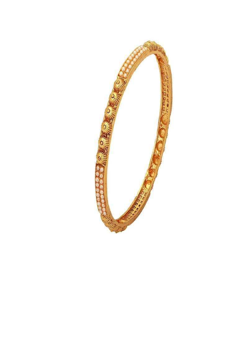 Gold Plain Gold Plated Bangle - Indya