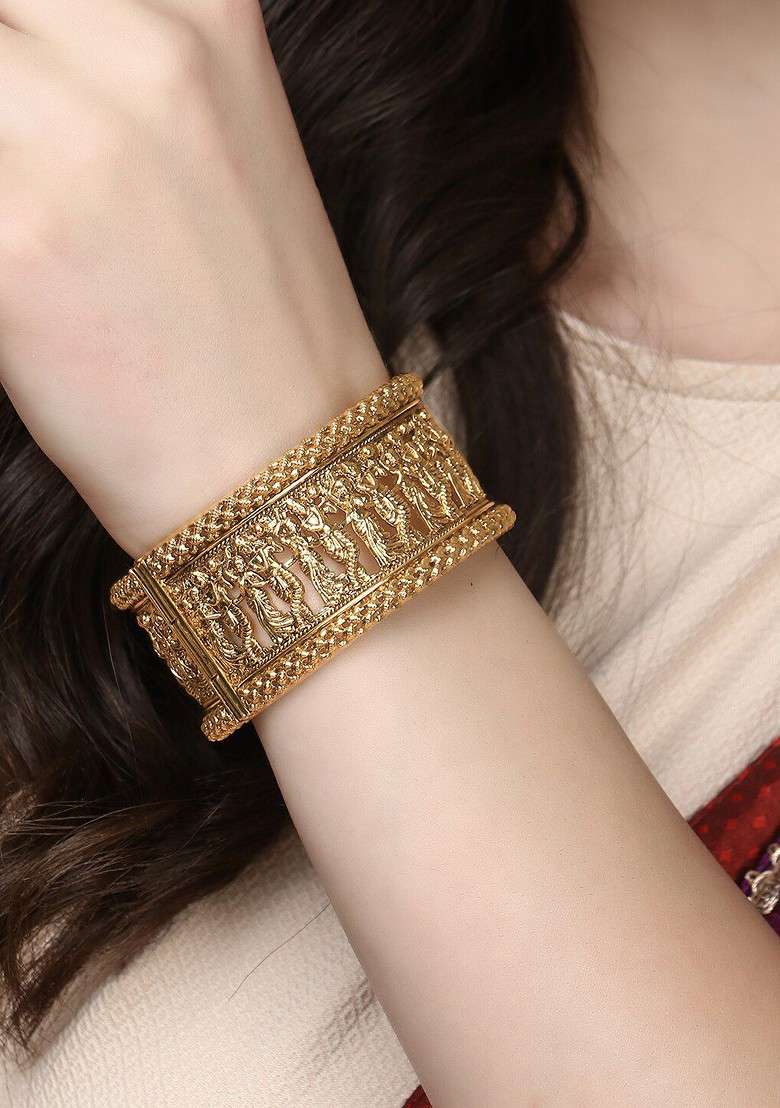 Gold Plain Gold Plated Bangles (Set Of 2) - Indya
