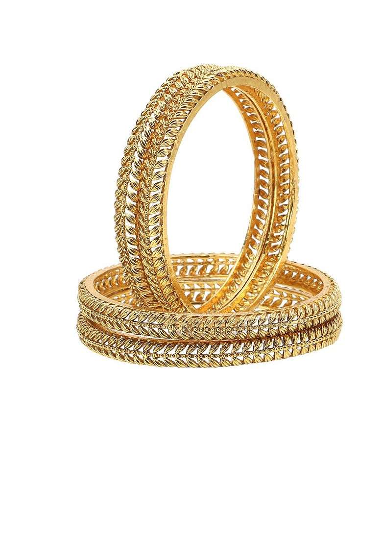 Gold Plain Gold Plated Bangle - Indya