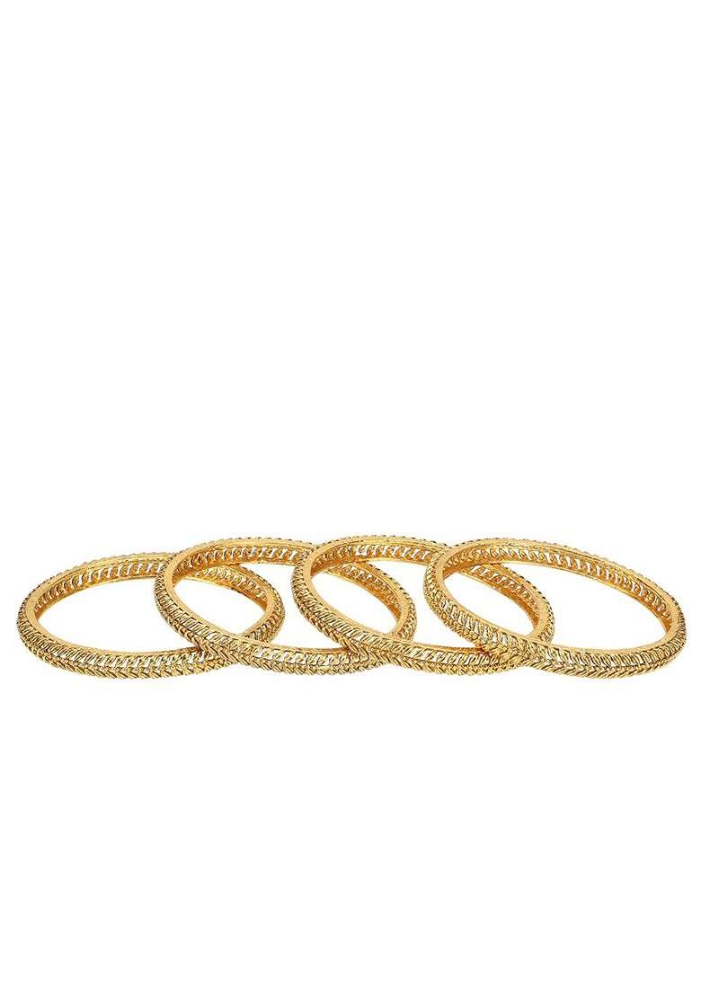 Gold Plain Gold Plated Bangle - Indya