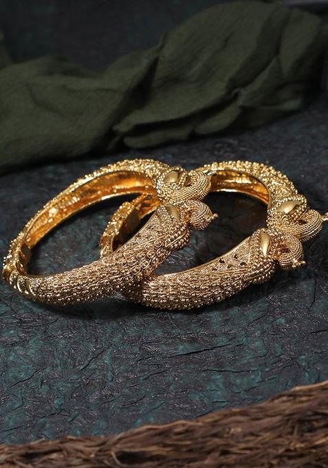 Gold Plain Gold Plated Bangles (Set Of 2)
