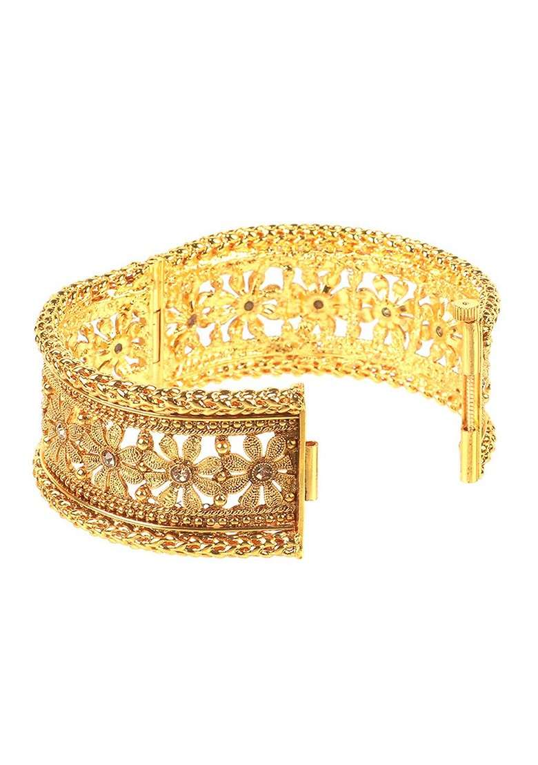 Gold Stone Studded  Gold Plated Bangles (Set Of 2) - Indya