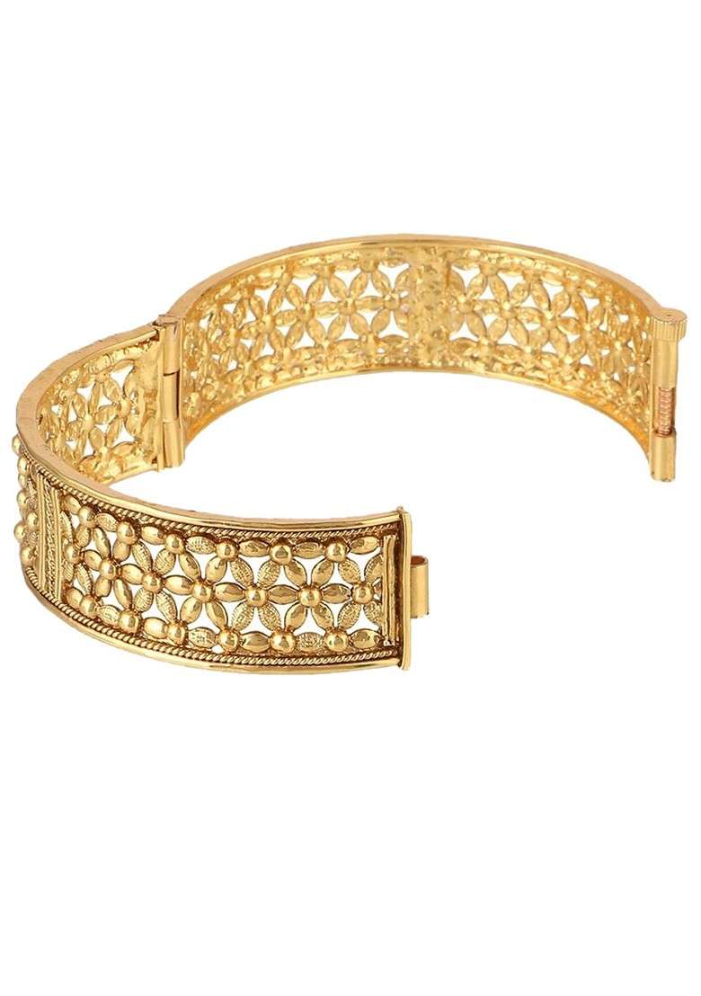 Gold Plain Gold Plated Bangles (Set Of 2) - Indya