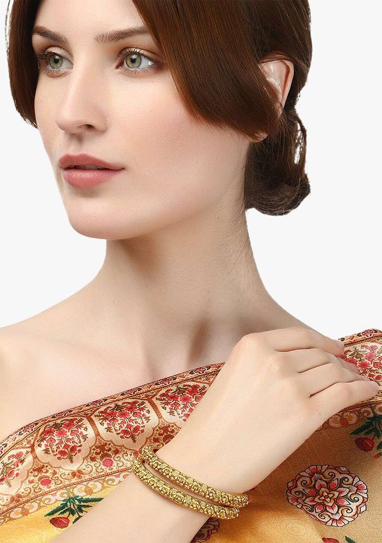 Gold Handcrafted Gold Plated Bangle - Indya