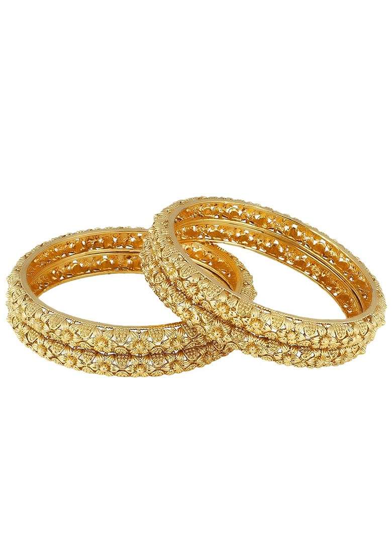 Gold Handcrafted Gold Plated Bangle - Indya