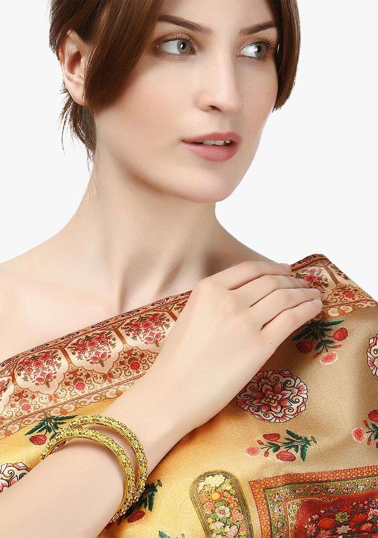 Gold Handcrafted Gold Plated Bangle - Indya