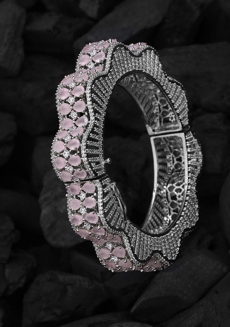Silver Stone Studded  Silver Plated  Bracelet