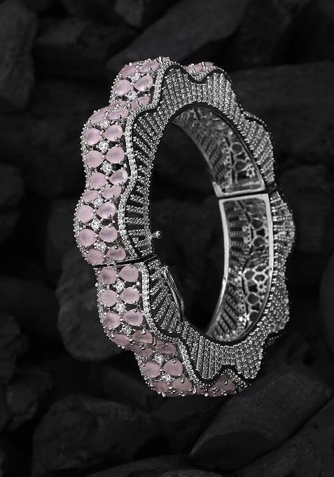 Silver Stone Studded  Silver Plated  Bracelet