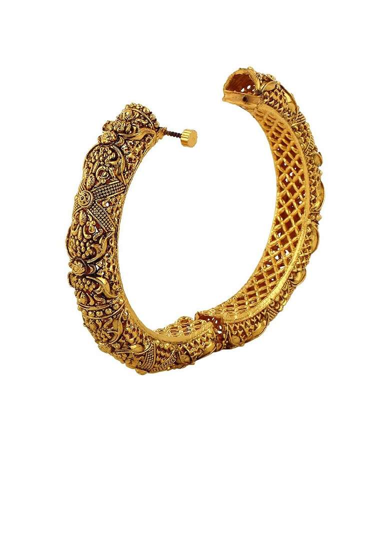 Gold Handcrafted Gold Plated Bangles (Set Of 2) - Indya