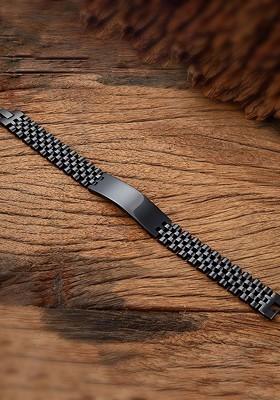 Black Plain Stainless Steel Bracelet
