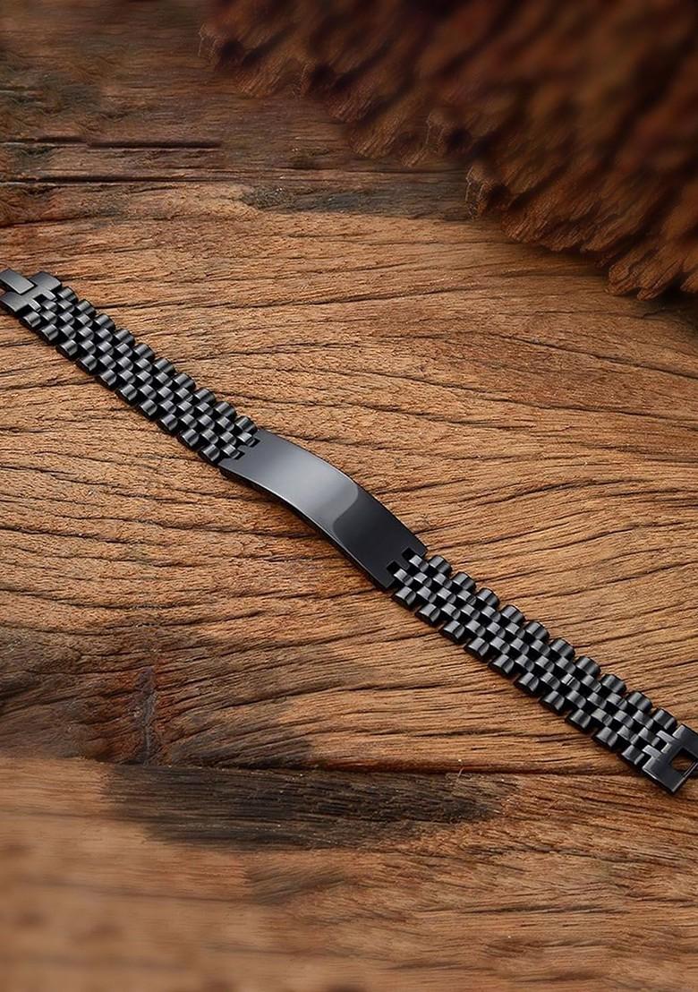 Black Plain Stainless Steel Bracelet