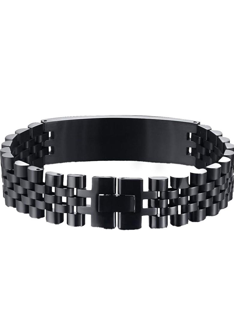 Black Plain Stainless Steel Bracelet