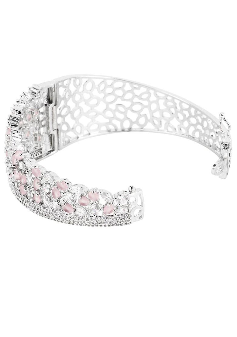 Silver Zirconia Studded Silver Toned Bracelet