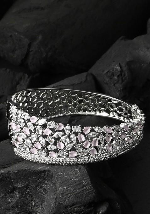 Silver Zirconia Studded Silver Toned Bracelet