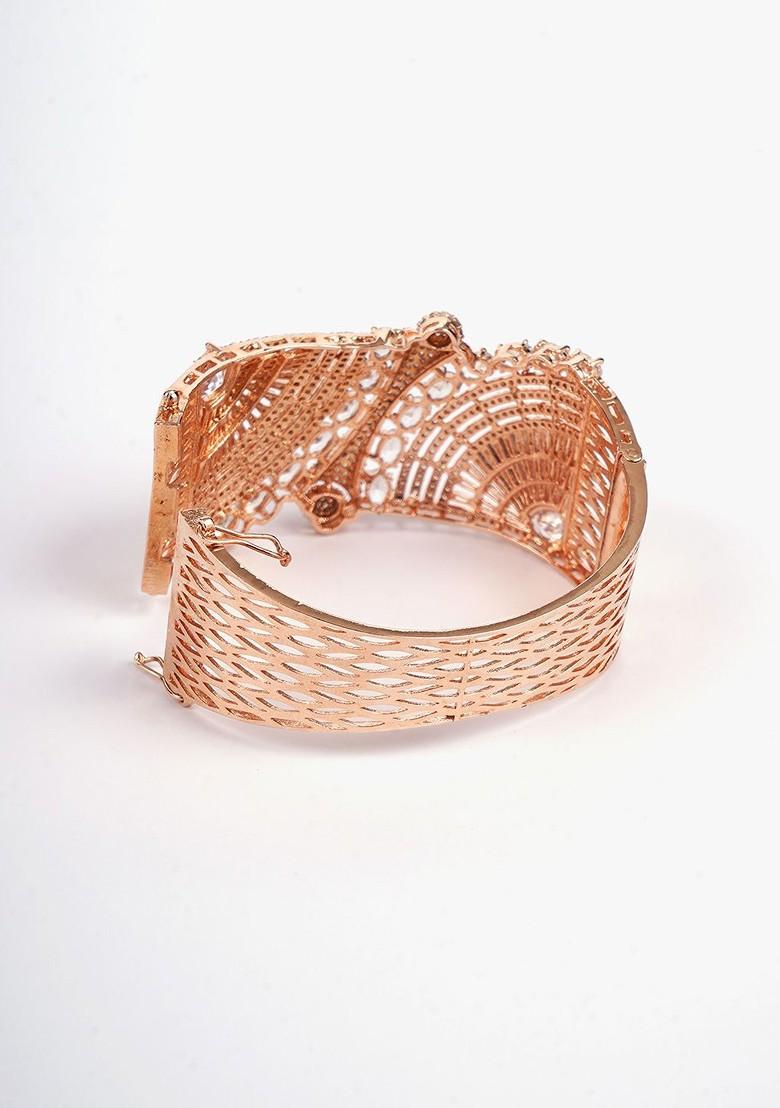 Rose Gold Artificial Stones And Beads Gold Plated Bracelet