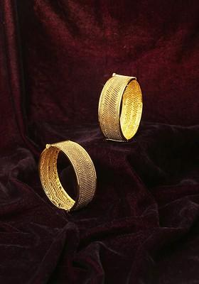 Gold Handcrafted Gold Plated Bangles (Set Of 2)