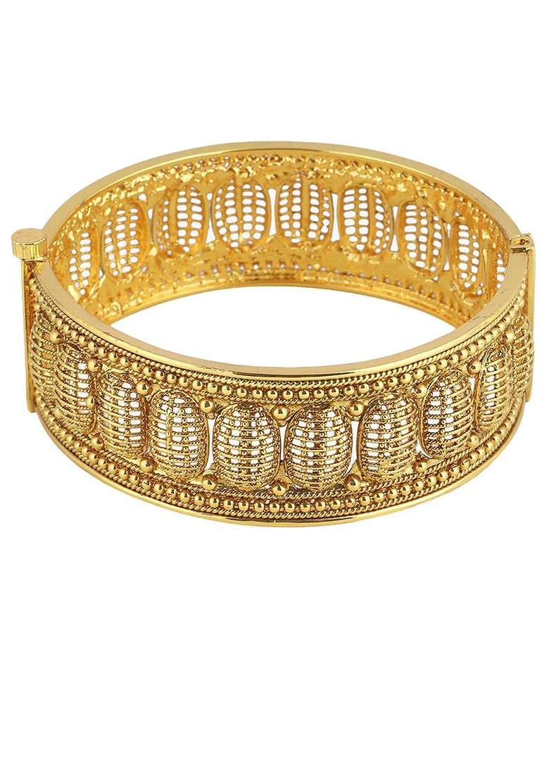 Gold Handcrafted Gold Plated Bangles (Set Of 2) - Indya
