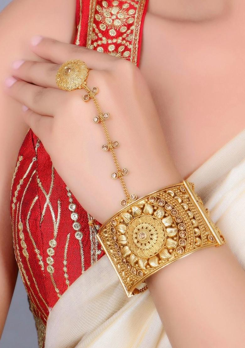 Gold Plain Gold Plated Hathphool