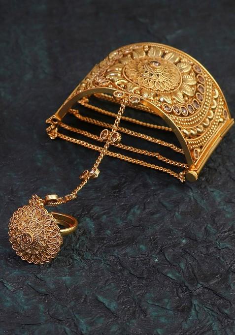 Gold Plain Gold Plated Hathphool