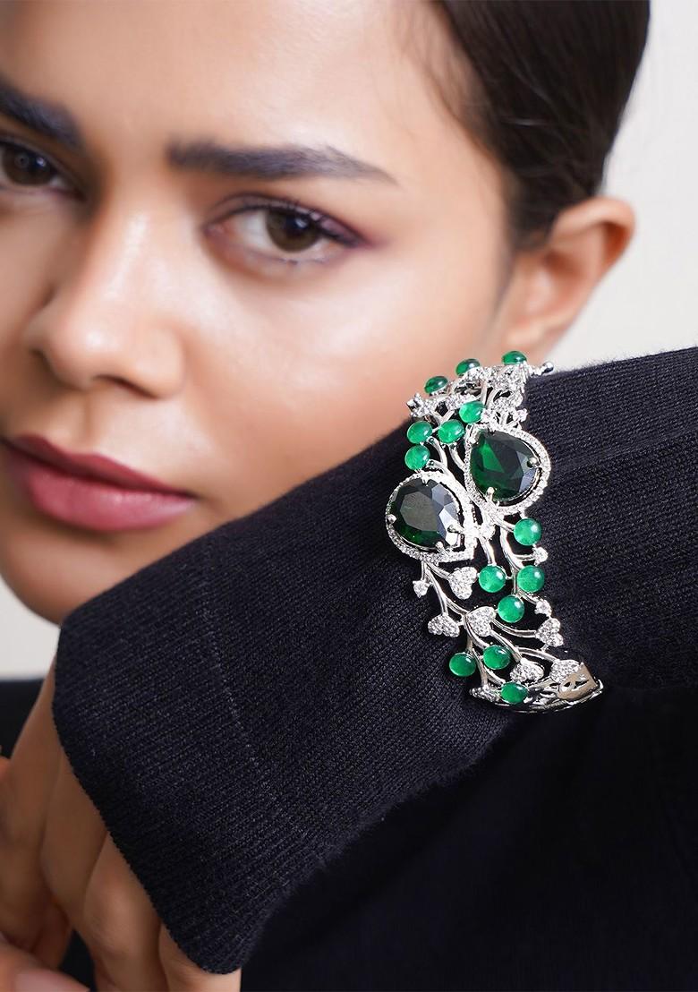 Silver Zirconia Studded Rhodium Plated Bracelet