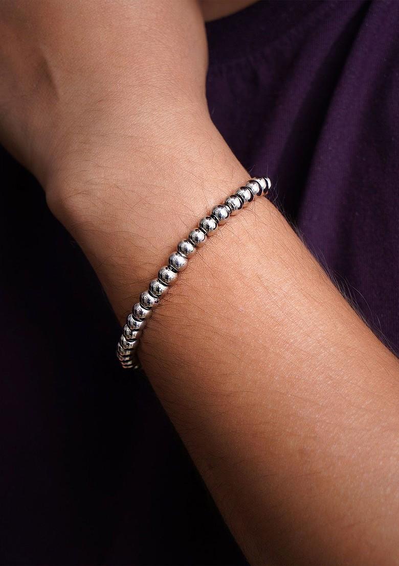 Silver Plain Silver Plated  Bracelet For Men