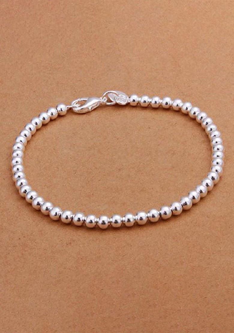 Silver Plain Silver Plated  Bracelet For Men